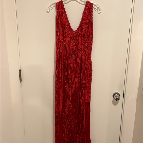 Custom made, Red sequence dress - Picture 7 of 10